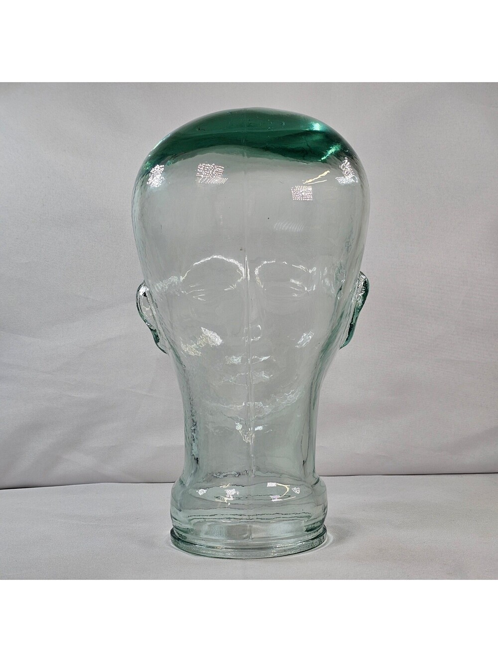 Vintage Light Green Glass Mannequin Head Life Size Hat Wig Display Stand 11.5in - Picture 7 of 9